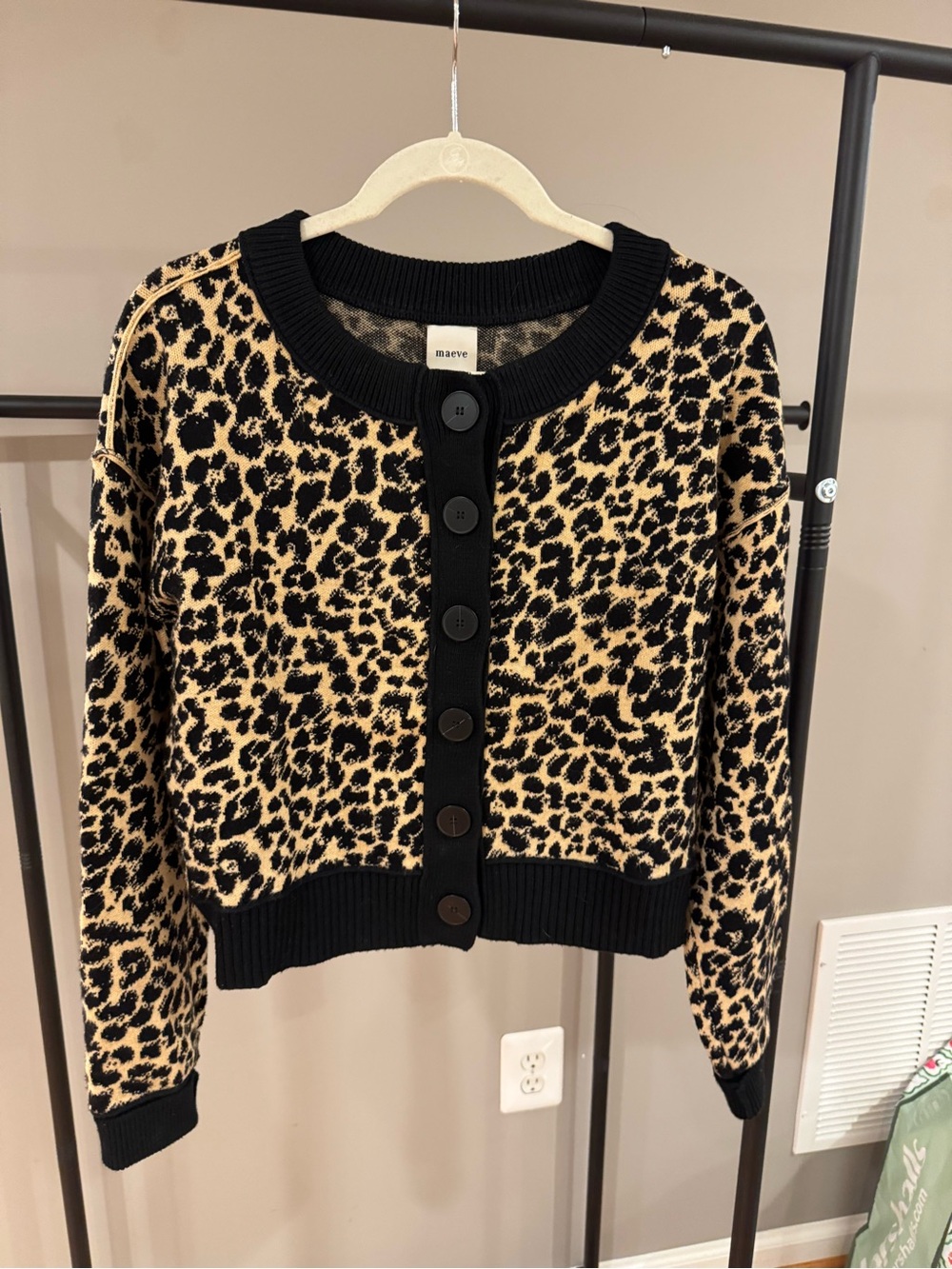 Anthropologie Maeve cropped leopard cardigan